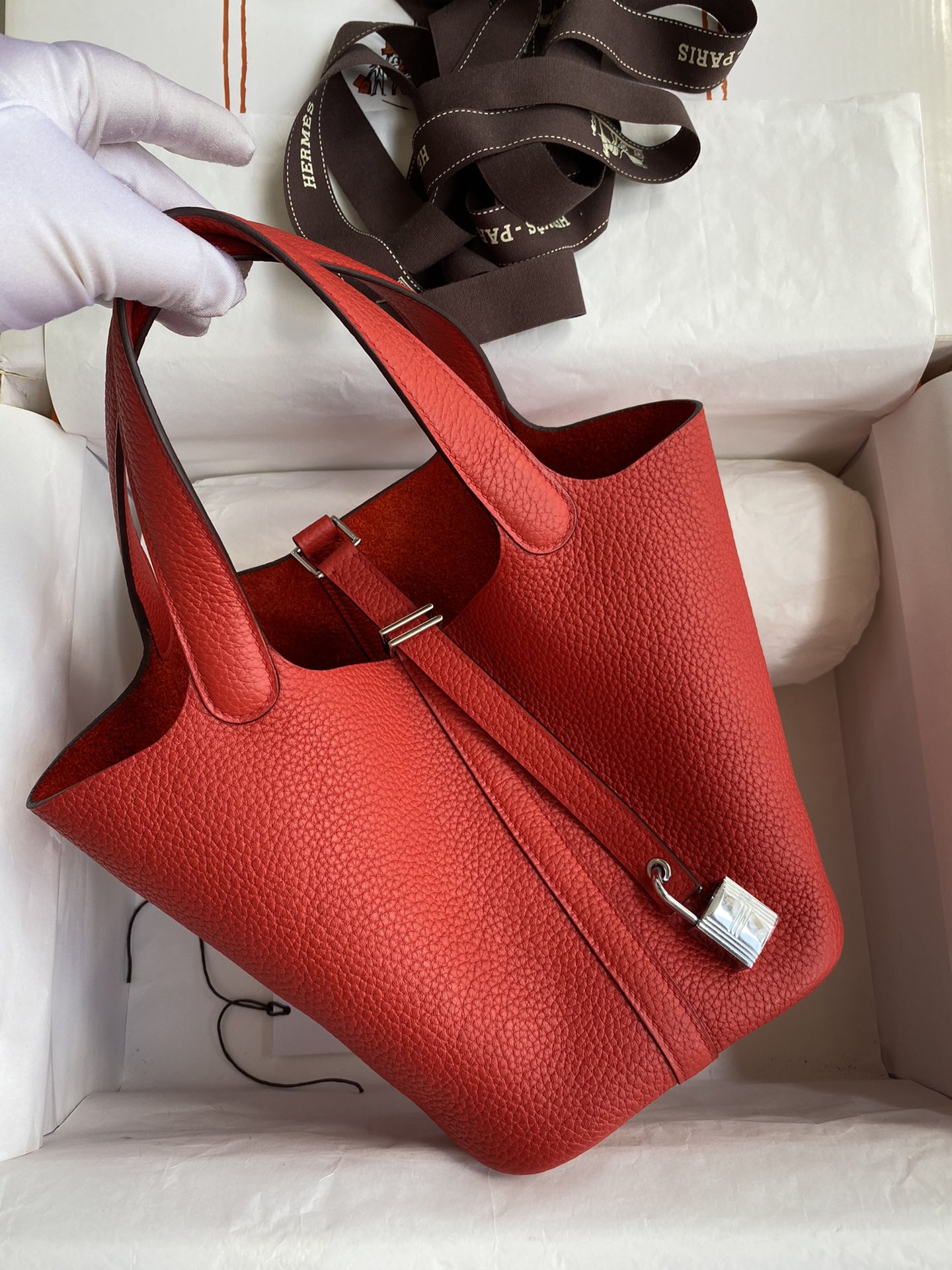 Hermes Picotin Lock 18 Bag In Red Clemence Leather